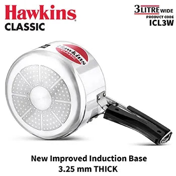 Hawkins Classic Induction Wide Pressure Cooker (3 Litre, Aluminium Inner Lid Cooker) (ICL 3W)