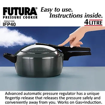 Hawkins Futura Hard Anodised Pressure Cooker (4 Litre, Induction Compatible) (IFP 40)
