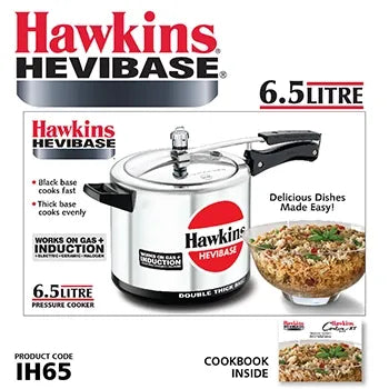 Hawkins Hevibase Pressure Cooker (6.5 Litre, Induction Compatible) (IH 65)