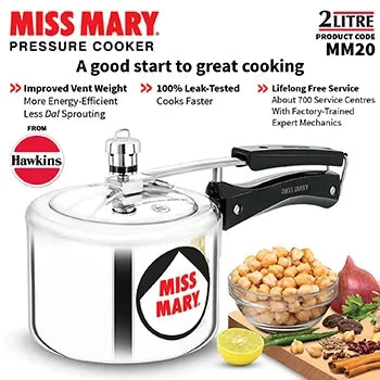 Hawkins Miss Mary Pressure Cooker (2 Litre, Aluminium Pressure Cooker) (MM 20)
