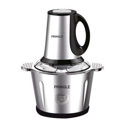 Pringle QuadMax Electric Vegetable & Meat Chopper, 3 Litre Stainless Steel Bowl (3 Speed Settings, 4 Stainless Steel Blades)