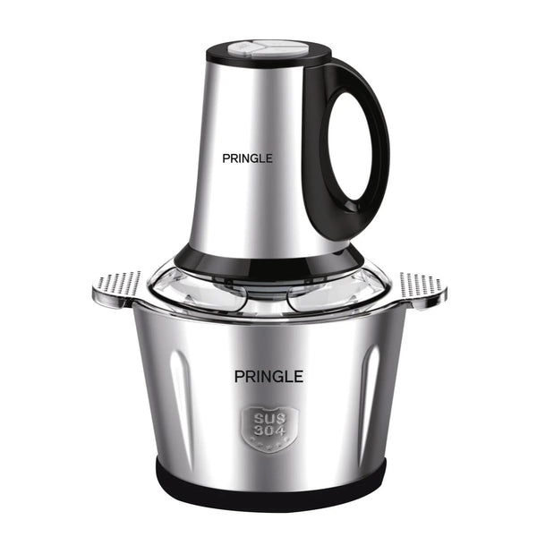 Pringle QuadMax Electric Vegetable & Meat Chopper, 3 Litre Stainless Steel Bowl (3 Speed Settings, 4 Stainless Steel Blades)