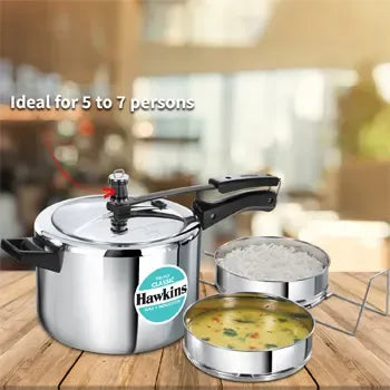 Hawkins Tri-Ply Stainless Steel Classic Pressure Cooker (5 Litre with Separator Set) (SSTCL 51)