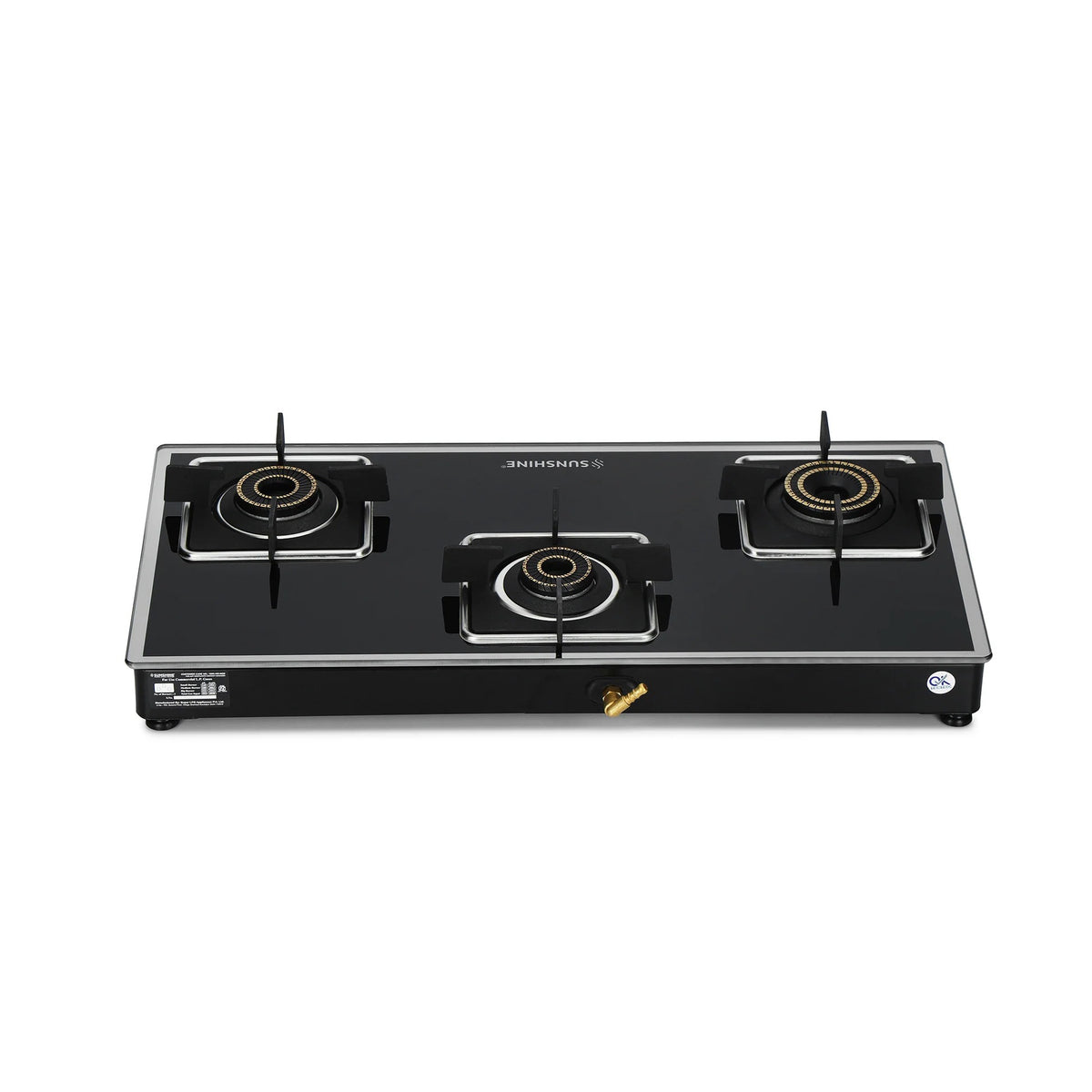 Sunshine Arrow Glass Top Gas Stove (3 Burner, Manual Ignition)