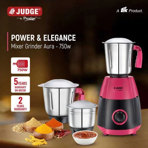 Judge by Prestige Aura Mixer Grinder (750 W)