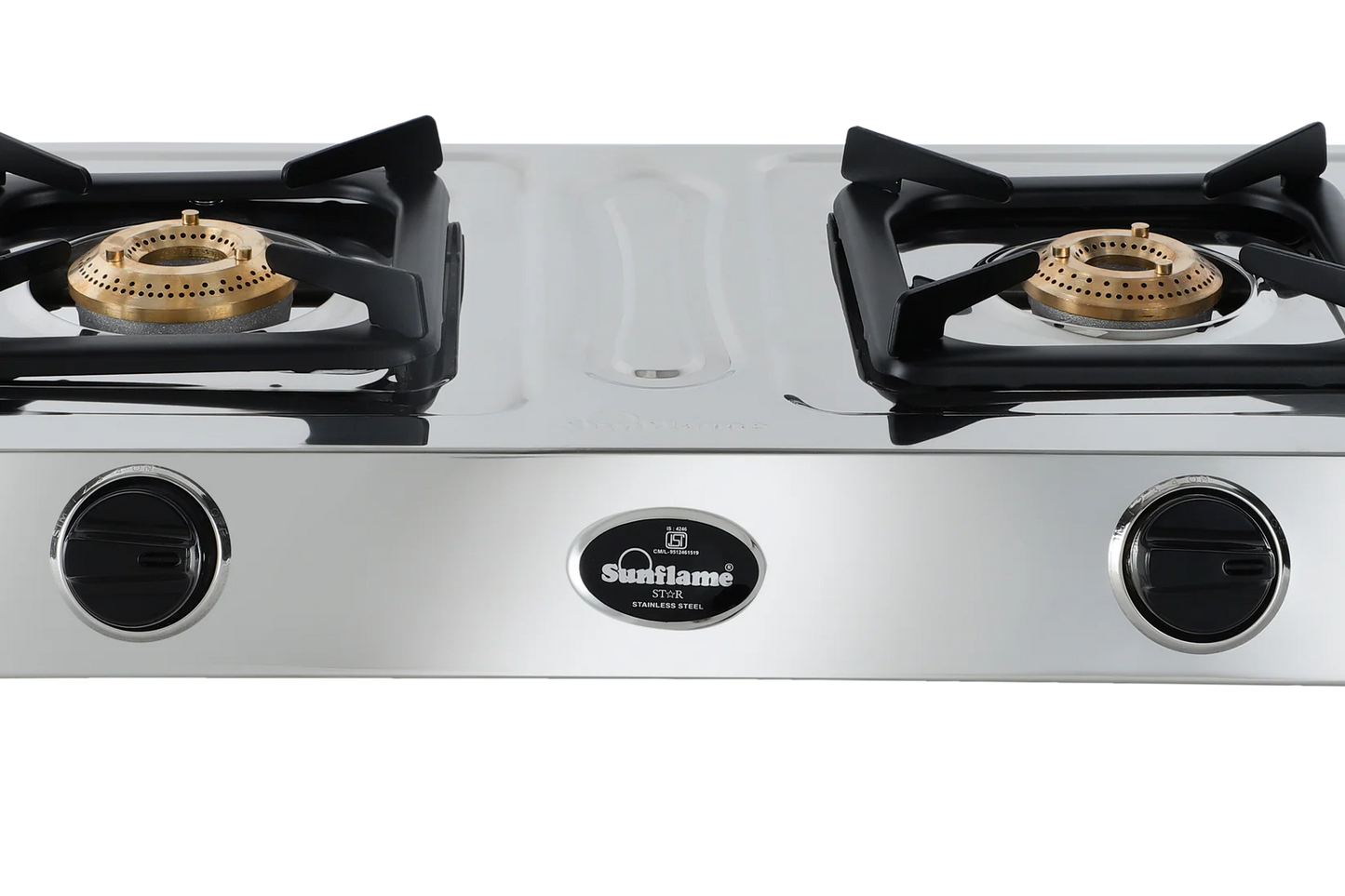 Sunflame Star Stainless Steel Gas Stove (2 Burner, Manual Ignition)