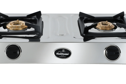 Sunflame Star Stainless Steel Gas Stove (2 Burner, Manual Ignition)
