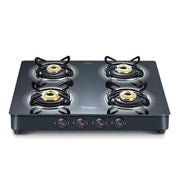 Prestige Royale Plus Glass Top Gas Stove, Powder Coated Body (4 Burner, Manual Ignition)