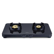 Prestige Edge Glass Top Gas Stove, Powder Coated Body with Aluminium Frame (2 Burner, Manual Ignition)