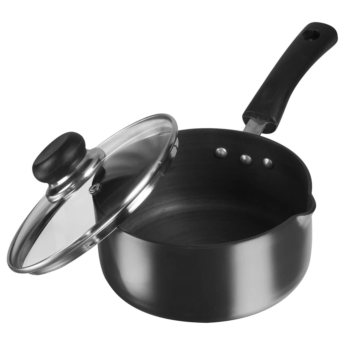 Vinod Hard Anodised Saucepan with Glass Lid (14 cm)