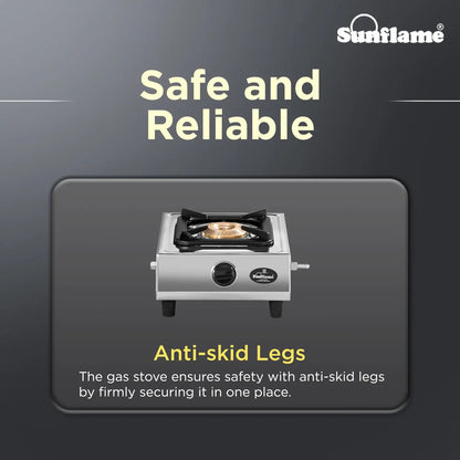 Sunflame DLX Stainless Steel Gas Stove (Single Burner, Manual Ignition)