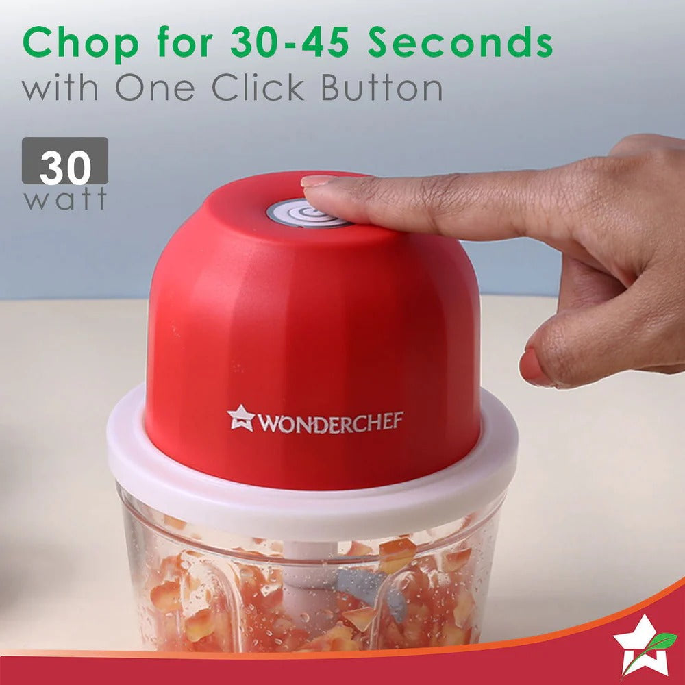Wonderchef Zippy Cordless Electric Chopper (Red, 350ml)