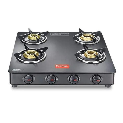 Prestige Magic Glass Top Gas Stove (4 Burner, Powder Coated Body)