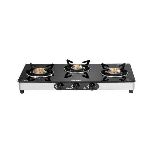 Sunflame Crystal Toughened Glass Top Gas Stove (3 Burner, Manual Ignition)