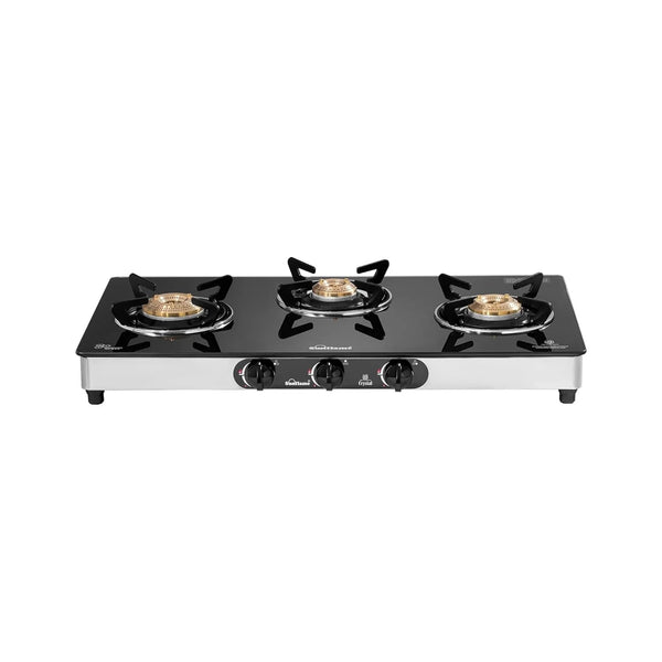 Sunflame Crystal Toughened Glass Top Gas Stove (3 Burner, Manual Ignition)