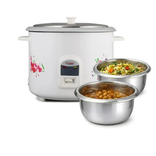 Prestige PRWO 2.8-2 Electric Rice Cooker, White & Red (2.8L)
