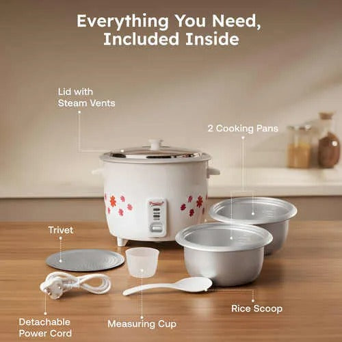 Prestige PRWO 1.8-2 Electric Rice Cooker, Close Fit Lid (1.8L)