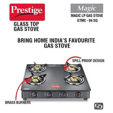 Prestige Magic Glass Top Gas Stove (4 Burner, Powder Coated Body)