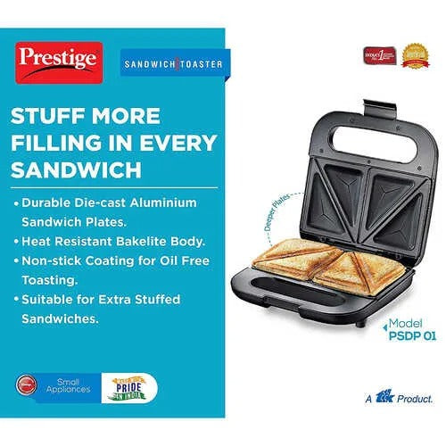 Prestige PSDP 01 Deep Sandwich Maker (Black, 750W)