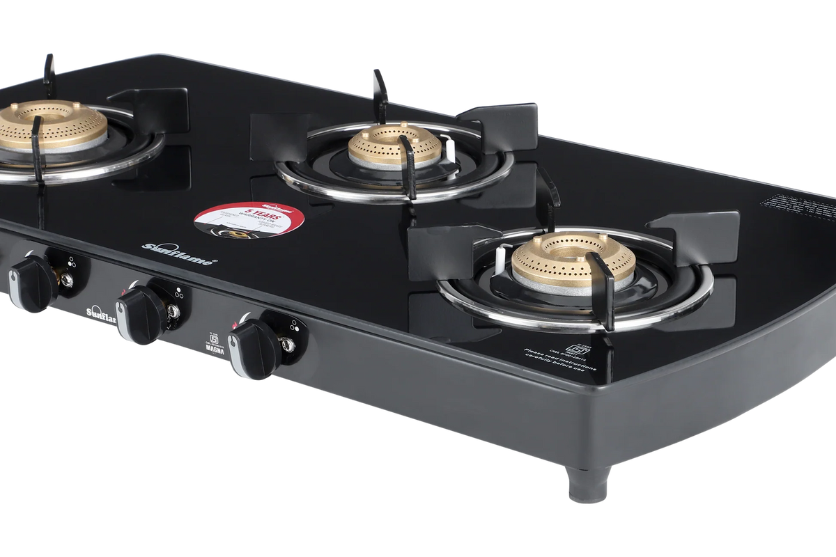 Sunflame Magna Glass Top Gas Stove (3 Burner, Auto Ignition)