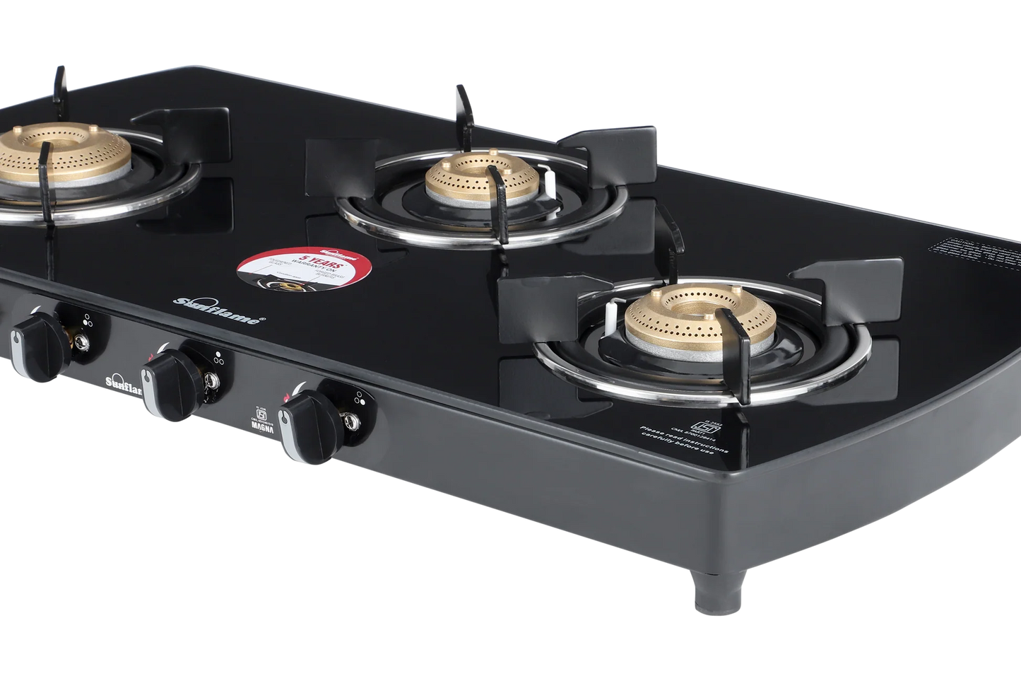 Sunflame Magna Glass Top Gas Stove (3 Burner, Auto Ignition)