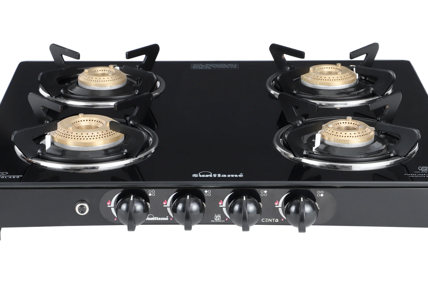 Sunflame Centa Glass Top Gas Stove (4 Burner, Auto Ignition)