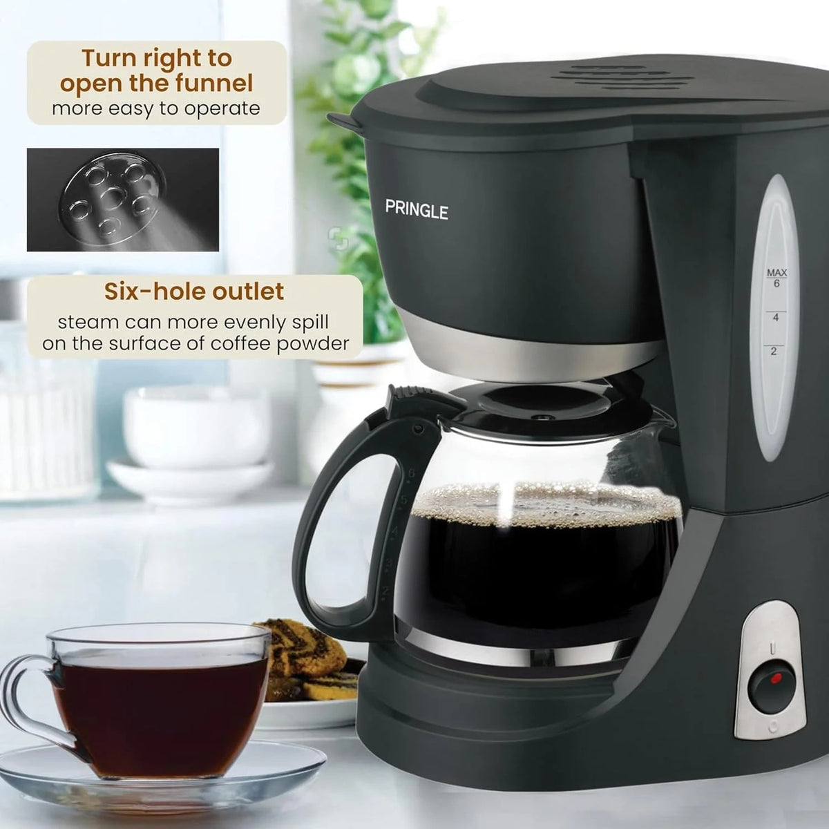 Pringle Mocha 4-Cup Drip Coffee Maker (Black, 600ml)