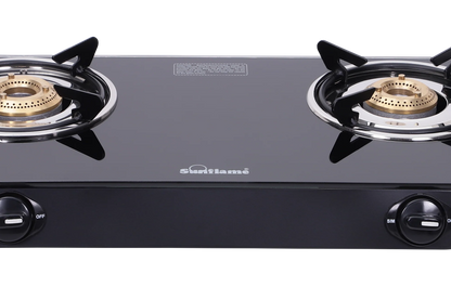 Sunflame Naples Glass Top Gas Stove (2 Burner. Manual Ignition)