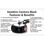 Hawkins Contura Black Pressure Cooker (2 Litre, Hard Anodised) (CB 20)