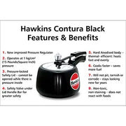 Hawkins Contura Black Pressure Cooker (3 Litre, Hard Anodised) (CB 30)