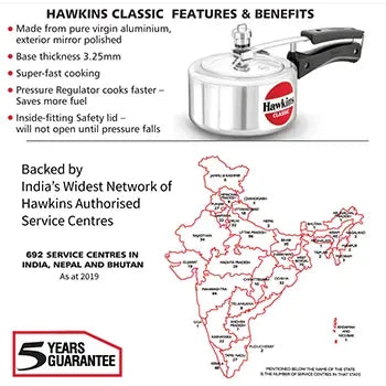Hawkins Classic Pressure Cooker (1.5 Litre, Aluminium Pressure Cooker) (CL 15)