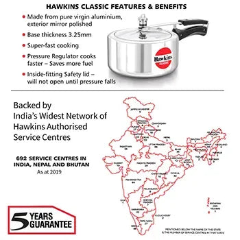Hawkins Classic Pressure Cooker (3.5 Litre, Aluminium Pressure Cooker) (CL 35)
