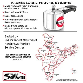 Hawkins Classic Pressure Cooker (3 Litre, Aluminium Pressure Cooker) (CL 3T)