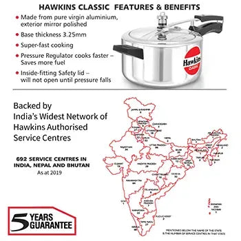 Hawkins Classic Pressure Cooker (4 Litre, Aluminium Pressure Cooker) (CL 40)