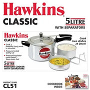 Hawkins Classic Pressure Cooker with Separator Set (5 Litre, Aluminium Pressure Cooker) (CL 51)