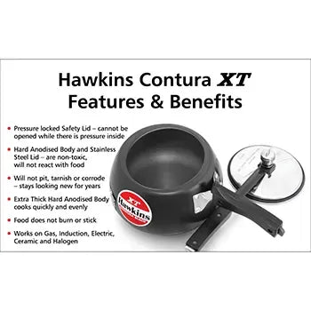 Hawkins Contura Black XT Pressure Cooker (3 Litre, Induction Compatible) (CXT 30)