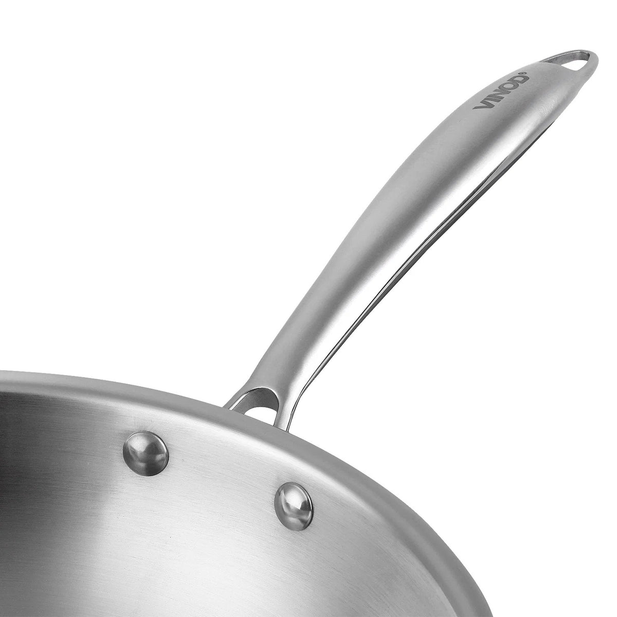 Vinod Platinum Triply Stainless Steel Wok, Induction Friendly (26 cm)