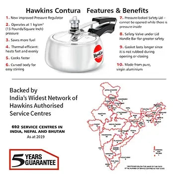 Hawkins Contura Pressure Cooker (1.5 Litre, Aluminium Pressure Cooker) (HC 15)