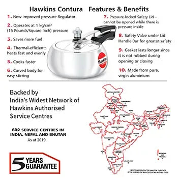 Hawkins Contura Pressure Cooker (2 Litre, Aluminium Pressure Cooker) (HC 20)