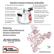 Hawkins Contura Pressure Cooker (6.5 Litre, Aluminium Pressure Cooker) (HC 65)