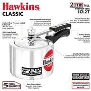Hawkins Classic Induction Pressure Cooker (2 Litre, Aluminium Pressure Cooker) (ICL 2T)