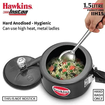 Hawkins Instaa Pressure Cooker (1.5 Litre, Induction Compatible) (IIH 15)