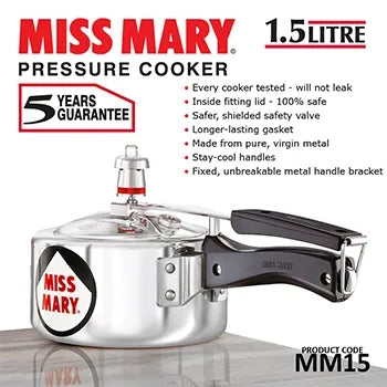 Hawkins Miss Mary Pressure Cooker (1.5 Litre, Aluminium Pressure Cooker) (MM 15)