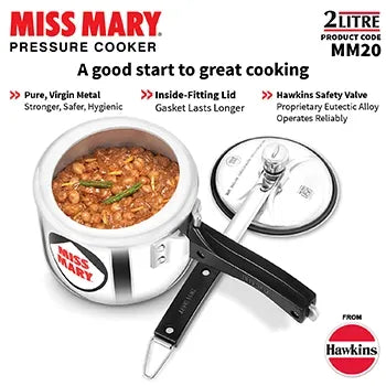 Hawkins Miss Mary Pressure Cooker (2 Litre, Aluminium Pressure Cooker) (MM 20)