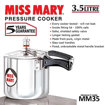 Hawkins Miss Mary Pressure Cooker (3.5 Litre, Aluminium Pressure Cooker) (MM 35)