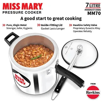 Hawkins Miss Mary Pressure Cooker (7 Litre, Aluminium Pressure Cooker) (MM 70)