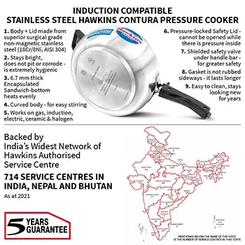 Hawkins Stainless Steel Contura Pressure Cooker (3.5 Litre, Induction Compatible) (SSC 35)