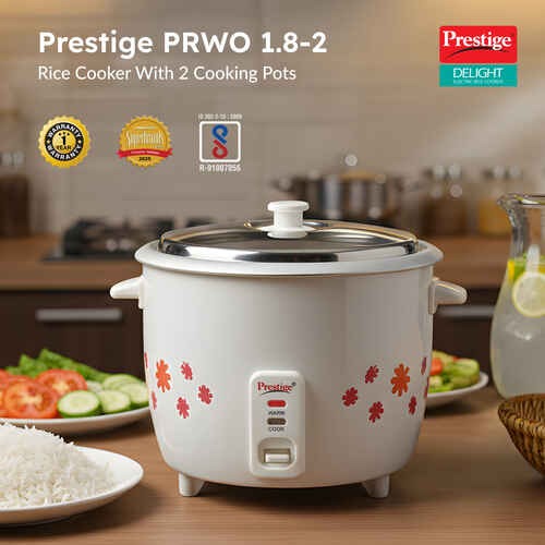 Prestige PRWO 1.8-2 Electric Rice Cooker, Close Fit Lid (1.8L)