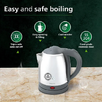 Philips Electric Kettle (Silver & Black, 1.2 Litre)