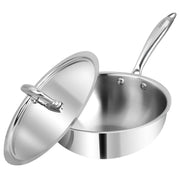 Vinod Platinum Triply Stainless Steel Deep Frypan with Lid, Induction Friendly (20 cm)
